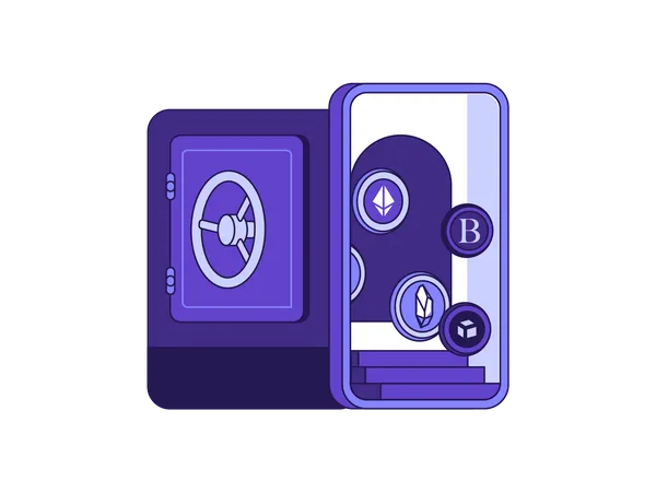 Cryptocurrency cold vault  Illustration