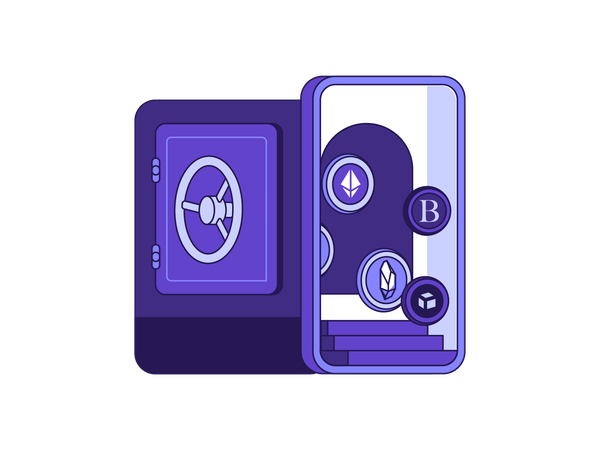 Cryptocurrency cold vault  Illustration