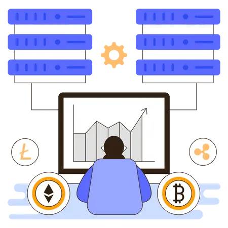 Cryptocurrency data server  Illustration