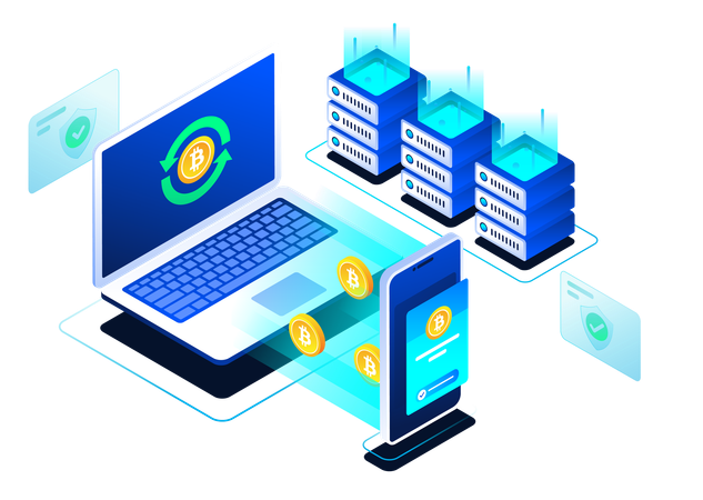 Cryptocurrency Digital Conversion system  Illustration