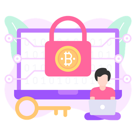 Cryptocurrency encryption  Illustration