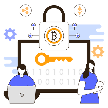 Cryptocurrency encryption  Illustration