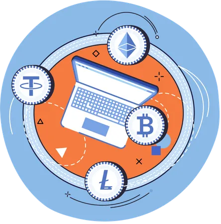Cryptocurrency exchange and blockchain  Illustration