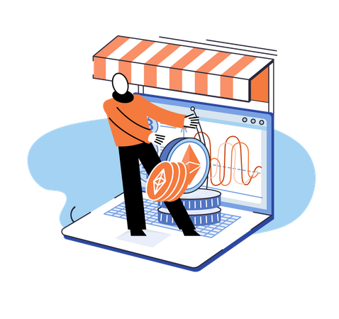 Cryptocurrency exchange and mining program  Illustration