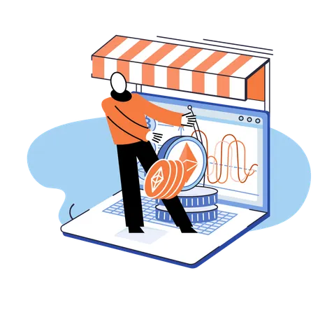 Cryptocurrency exchange and mining program  Illustration