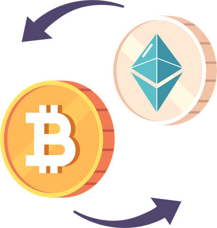 Cryptocurrency Exchange from Ethereum to Bitcoin  Illustration
