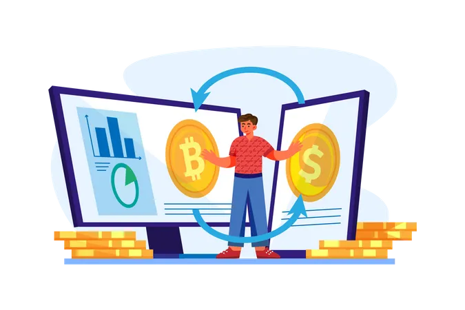 Cryptocurrency exchange  Illustration