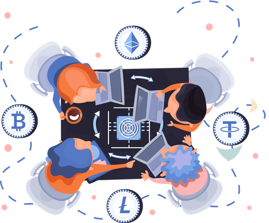 Cryptocurrency exchange platform and blockchain  Illustration