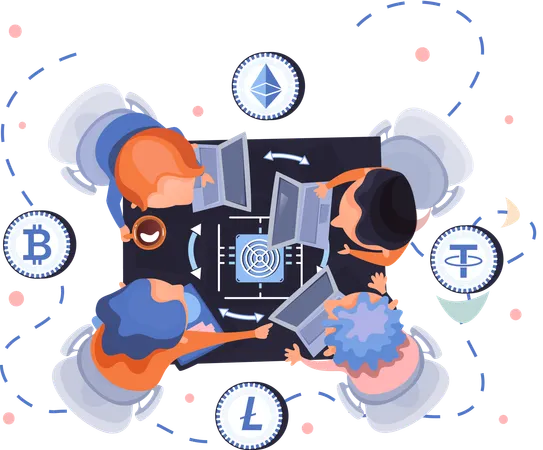 Cryptocurrency exchange platform and blockchain  Illustration