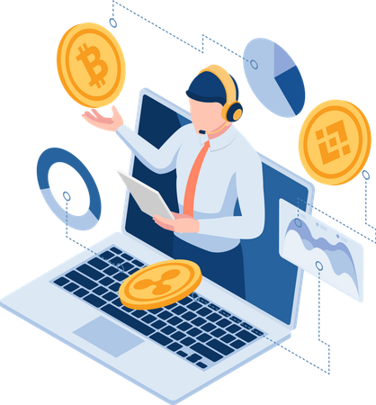 Cryptocurrency expert giving financial advice Illustration