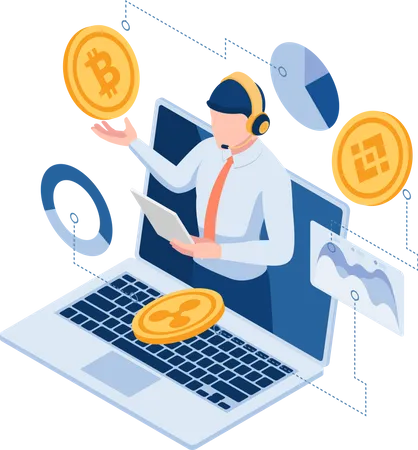 Cryptocurrency expert giving financial advice Illustration
