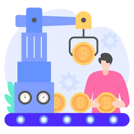 Cryptocurrency Factory Illustration