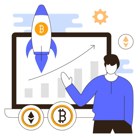 Cryptocurrency growth  Illustration