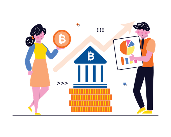 Cryptocurrency investors doing analysis  Illustration