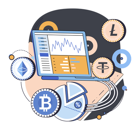 Cryptocurrency market trading  Illustration