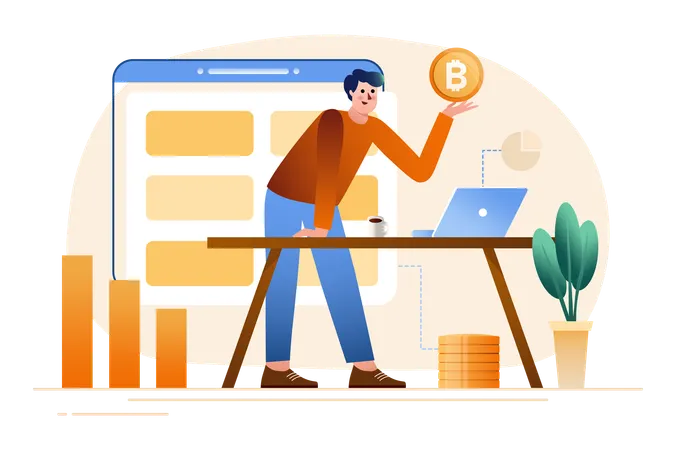 Cryptocurrency market trading  Illustration