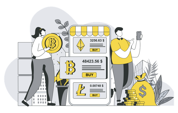 Cryptocurrency marketplace  Illustration