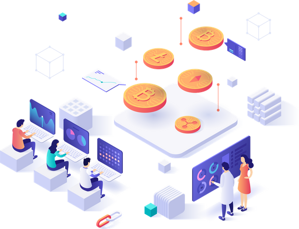 Cryptocurrency marketplace for exchange of Bitcoin and digital currencies  Illustration