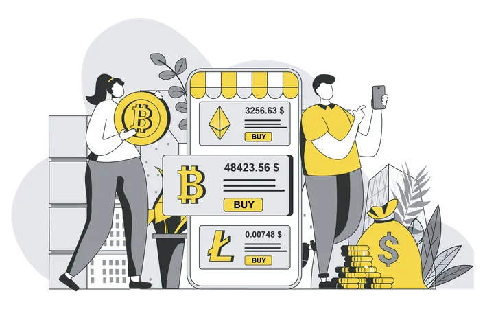 Cryptocurrency marketplace  Illustration