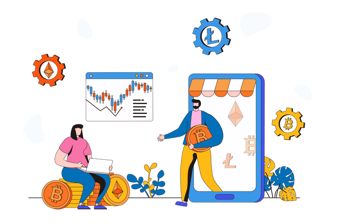 Cryptocurrency marketplace  Illustration