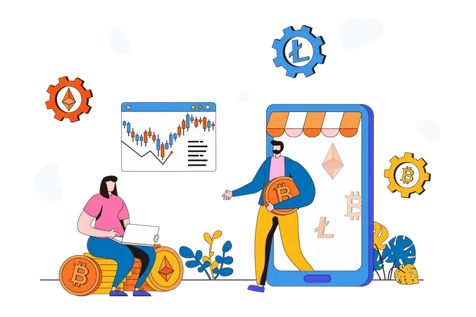 Cryptocurrency marketplace  Illustration