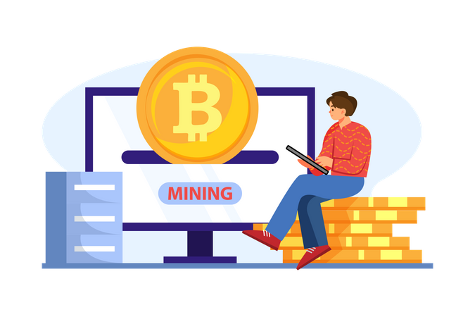 Cryptocurrency mining Illustration