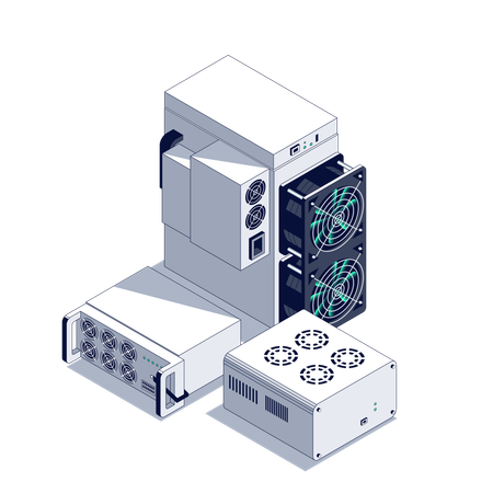 Cryptocurrency mining equipment and hardware  Illustration