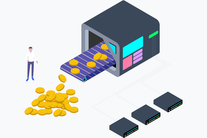 Cryptocurrency Mining Factory Illustration