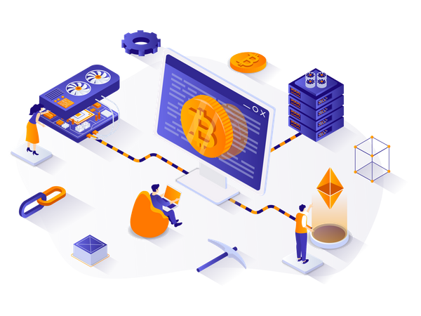 Cryptocurrency mining  Illustration