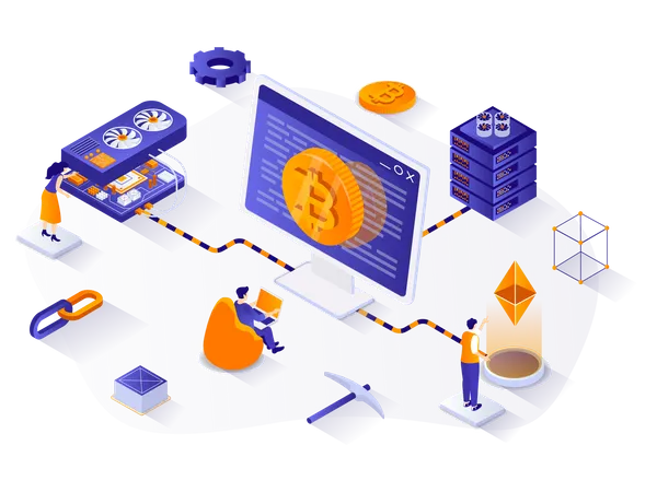 Cryptocurrency mining  Illustration