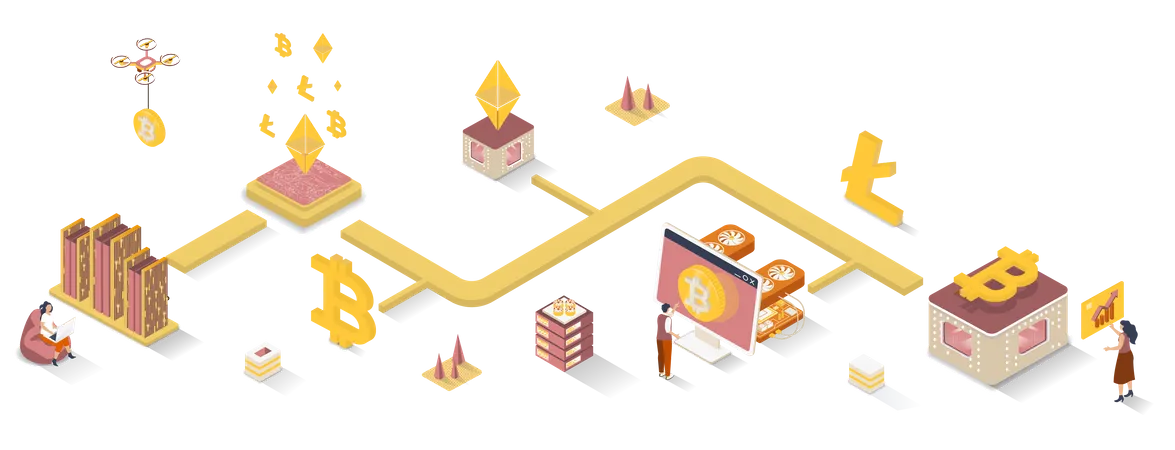 Cryptocurrency mining  Illustration