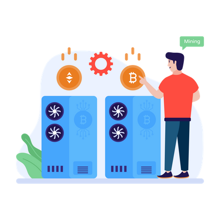 Cryptocurrency Mining System  Illustration