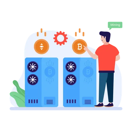 Cryptocurrency Mining System  Illustration