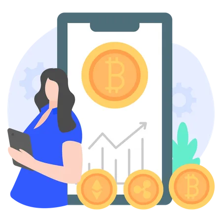 Cryptocurrency Mobile App Illustration