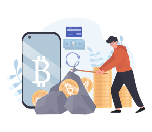 Cryptocurrency Mobile App Illustration