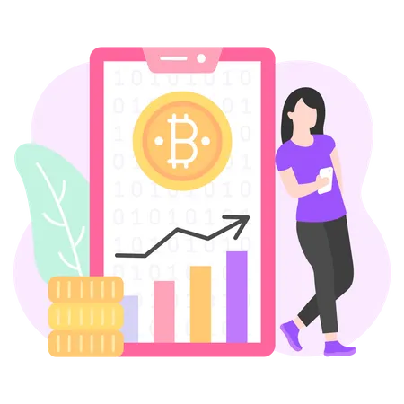 Cryptocurrency mobile app  Illustration