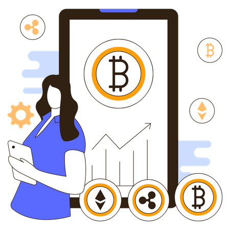 Cryptocurrency mobile app  Illustration