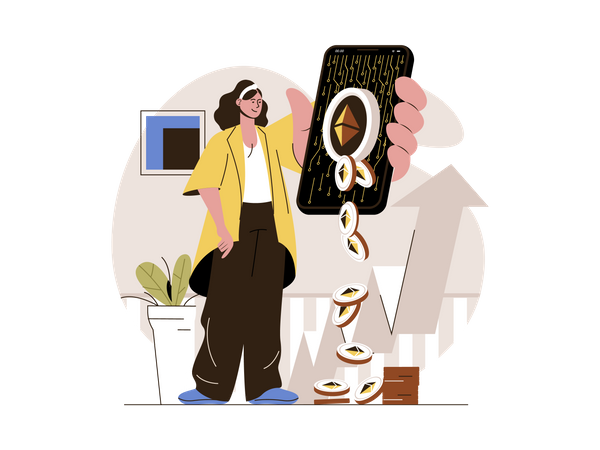 Cryptocurrency mobile exchange application  Illustration