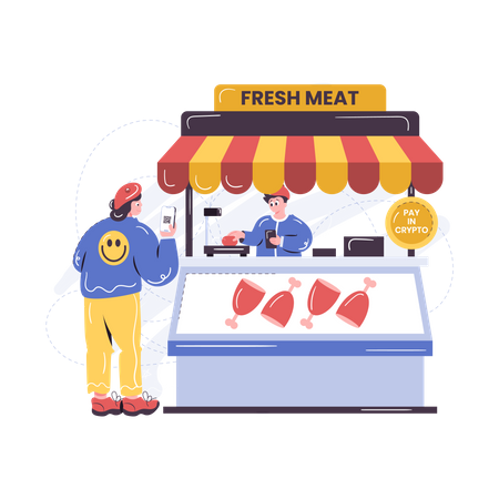 Cryptocurrency payment accepted at stores Illustration
