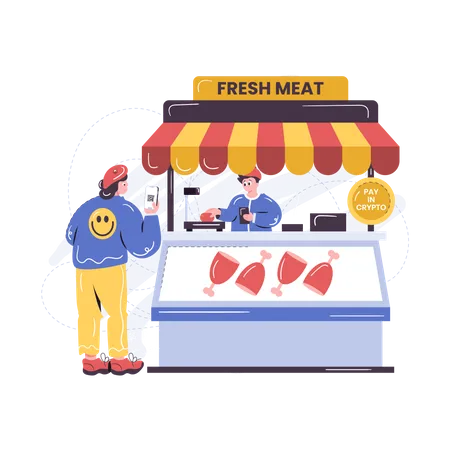 Cryptocurrency payment accepted at stores Illustration