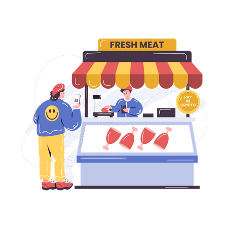 Cryptocurrency payment accepted at stores  Illustration