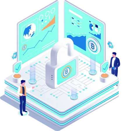 Cryptocurrency Security Isometric Vector Illustration