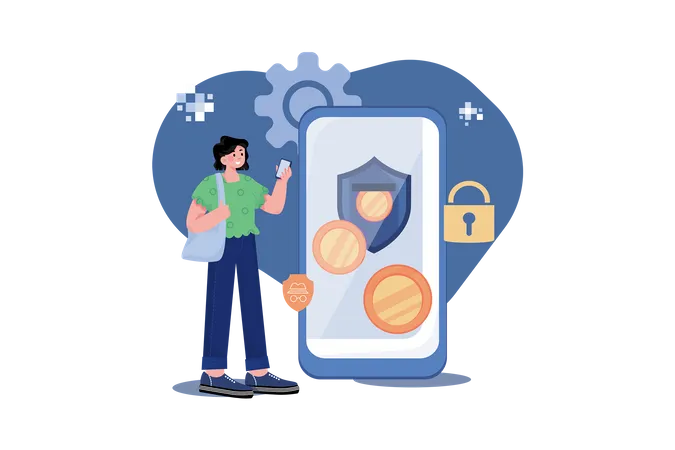 Cryptocurrency Security Illustration Concept On White Background Illustration