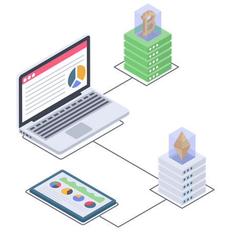 Cryptocurrency Server and Analytics  Illustration