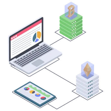 Cryptocurrency Server and Analytics  Illustration