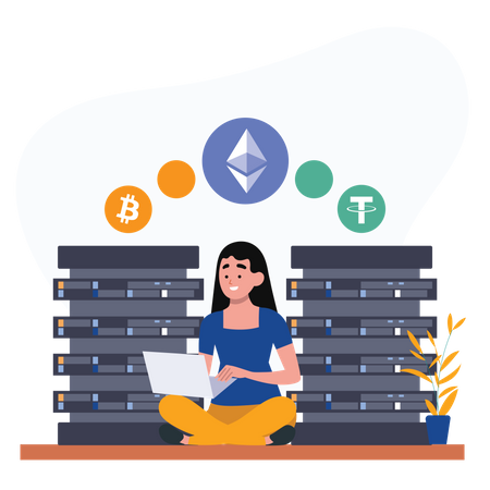 Cryptocurrency server  Illustration