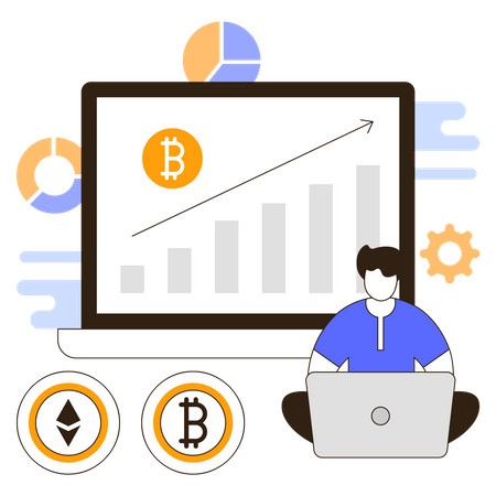 Cryptocurrency statistics  Illustration