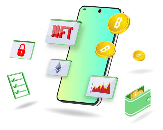 Cryptocurrency Trading app Illustration