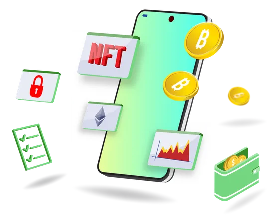 Cryptocurrency Trading app Illustration