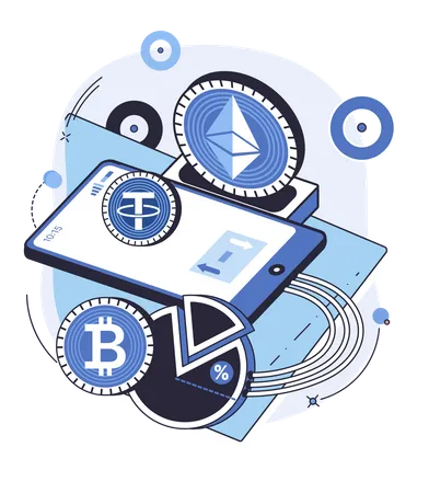 Cryptocurrency transactions  Illustration